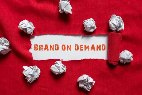 Text caption presenting Brand On Demand. Business idea Products or services with Stock Photos
