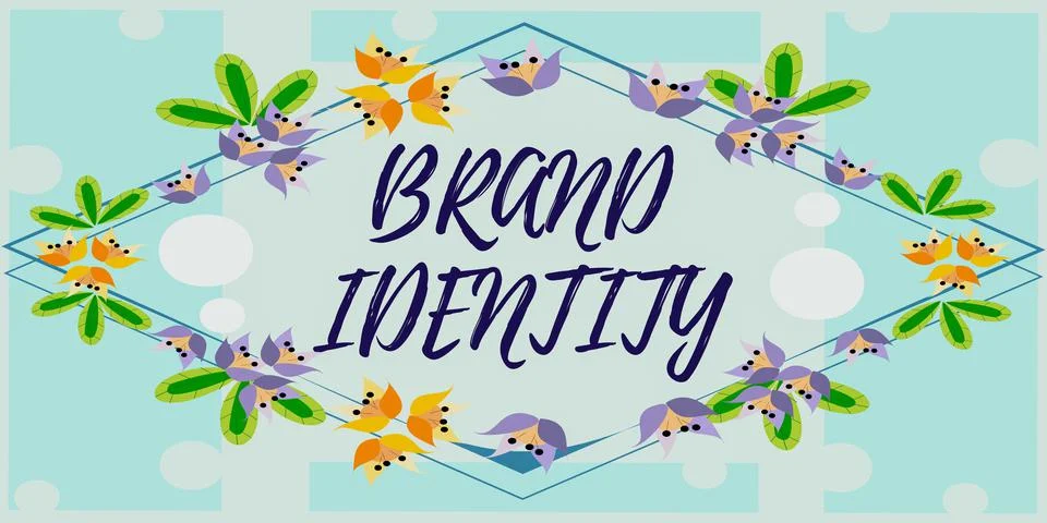 Text caption presenting Brand Identity. Business overview visible elements of a 库存插图