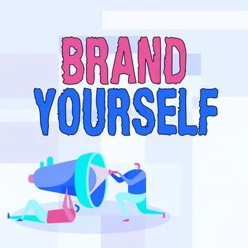 Text caption presenting Brand Yourself. Business showcase Develop a unique Stockillustratie