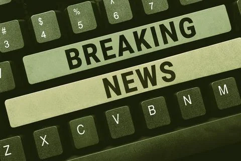Text caption presenting Breaking News. Business approach newly received current Stock Photos