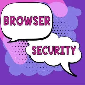 Text caption presenting Browser Security. Word for security to web browsers in Illustrazione stock