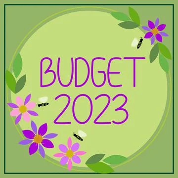 Text caption presenting Budget 2023. Concept meaning estimate of income and e Stock Illustration