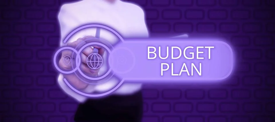 Text caption presenting Budget Plan. Business idea financial schedule for a Foto stock