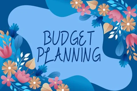 Text caption presenting Budget PlanningThe written description about current and Illustrazione stock