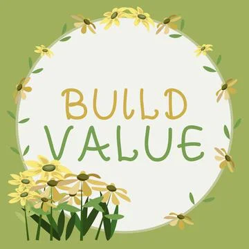 Text caption presenting Build Value. Business overview efficient enough way that Stock Illustration