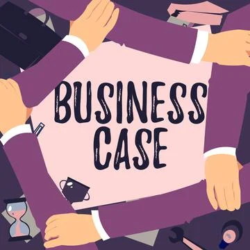 Text caption presenting Business Case. Business showcase Proposition Undertaking Stock Illustration