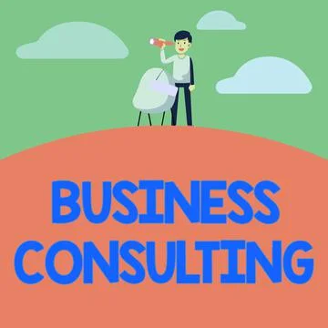 Text caption presenting Business Consulting. Concept meaning practice of helping Illustrazione stock