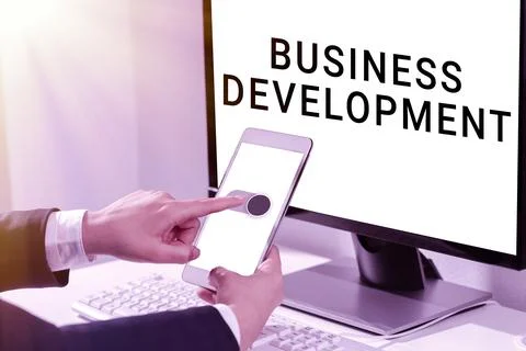 Text caption presenting Business Development. Business idea Implement Growth Foto stock