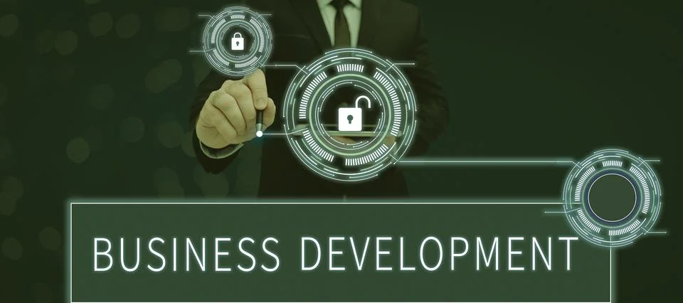 Text caption presenting Business Development. Business approach Implement Growth Stock Photos