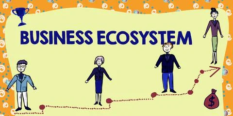 Text caption presenting Business Ecosystem. Word Written on Develop and Stockillustratie