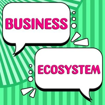 Text caption presenting Business Ecosystem. Business idea Develop and Implement イラスト素材