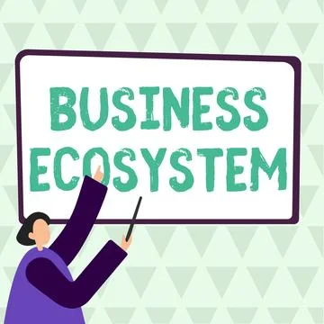 Text caption presenting Business Ecosystem. Business showcase Develop and Stockillustratie