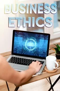 Text caption presenting Business Ethics. Concept meaning appropriate policies 스톡 사진