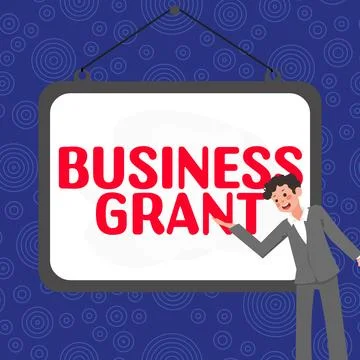 Text caption presenting Business Grant. Business idea Working strategies Stock Illustration
