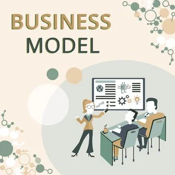 Text caption presenting Business Model. Concept meaning model showing how a Stock Illustration