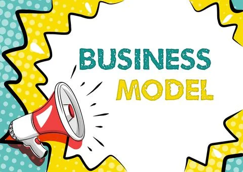 Text caption presenting Business Model. Business overview model showing how a Stock Illustration
