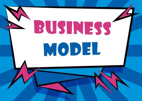 Text caption presenting Business Model. Word Written on model showing how a Stock Illustration