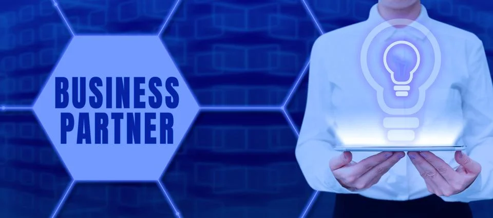 Text caption presenting Business Partner. Concept meaning implemented to Foto stock