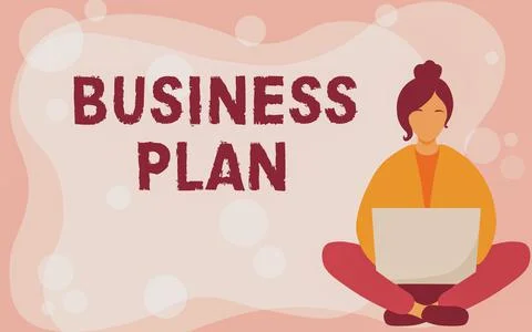 Text caption presenting Business Plan. Word for Structural Strategy Goals and Stock Illustration