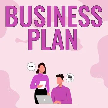 Text caption presenting Business Plan. Business idea Structural Strategy Goals Stock Illustration