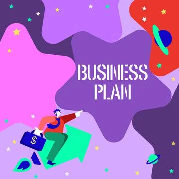 Text caption presenting Business Plan. Word for Structural Strategy Goals and Stock Illustration