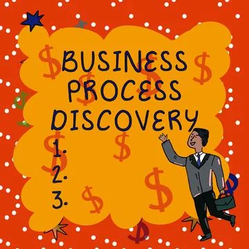 Text caption presenting Business Process Discovery. Business idea implemented to 스톡 일러스트