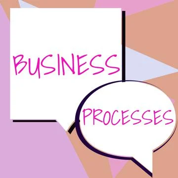 Text caption presenting Business ProcessesMethods practices involves in running Stock Illustration