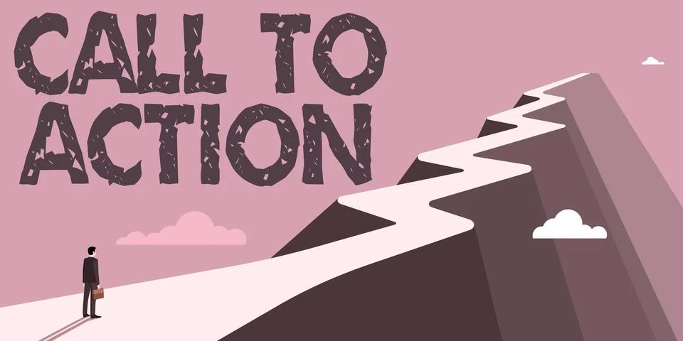 Text caption presenting Call To Action. Business idea Encourage Decision Move to Illustrazione stock
