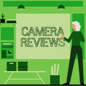 Text caption presenting Camera Reviews. Business idea examine or assess formally Stock Illustration
