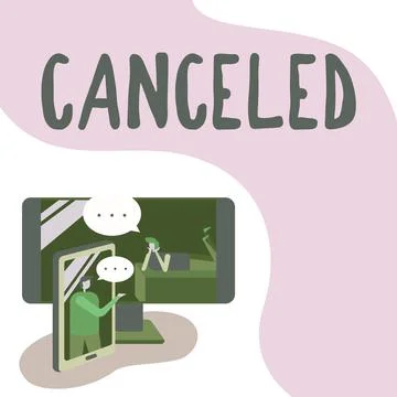 Text caption presenting Canceled. Business showcase to decide not to conduct or Stock Illustration