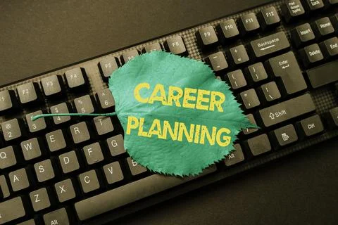 Text caption presenting Career Planning. Business overview A list of goals and Foto stock