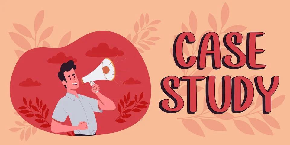 Text caption presenting Case Study. Business showcase A subject matter to be Illustrazione stock