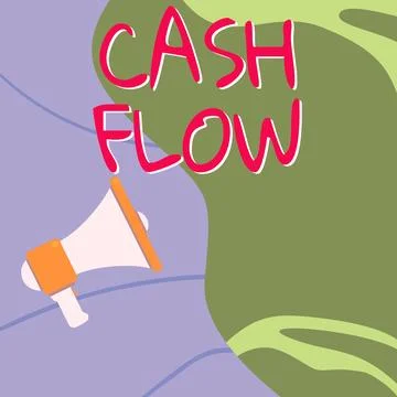 Text caption presenting Cash Flow. Business concept Movement of the money in and Stock Illustration