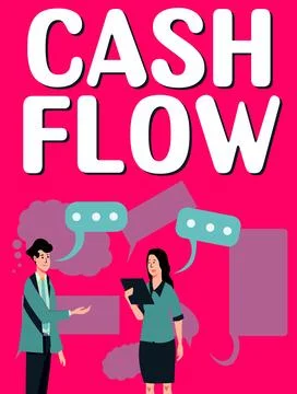 Text caption presenting Cash Flow. Internet Concept Movement of the money in and Stock Illustration