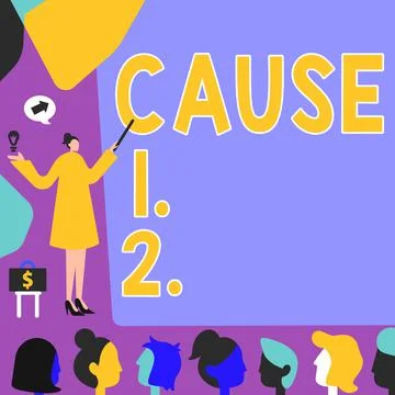 Text caption presenting Cause. Concept meaning Person Thing that gives rise to Stock Illustration