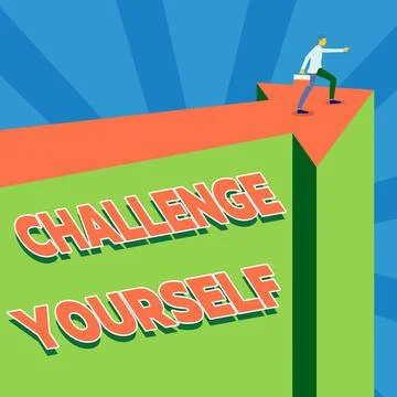Text caption presenting Challenge Yourself. Business overview opportunity to be Stock Illustration