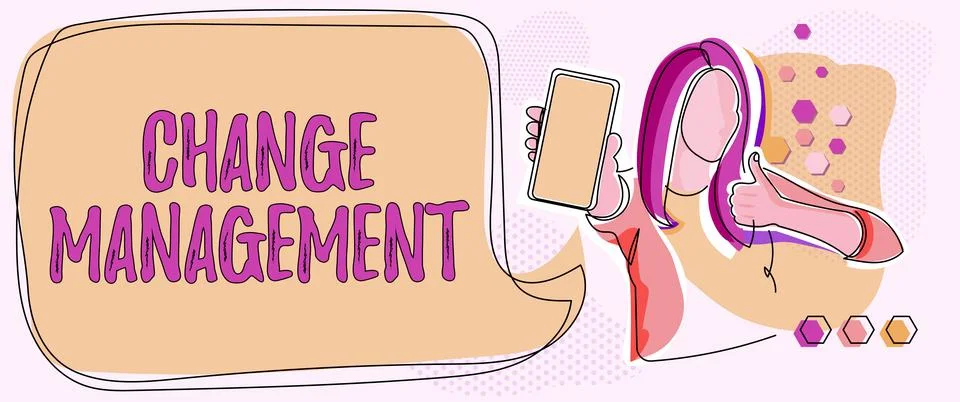 Text caption presenting Change Management. Word for Replacement of leadership in Illustrazione stock