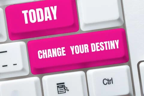 Text caption presenting Change Your Destiny. Concept meaning Formal Statement 스톡 사진