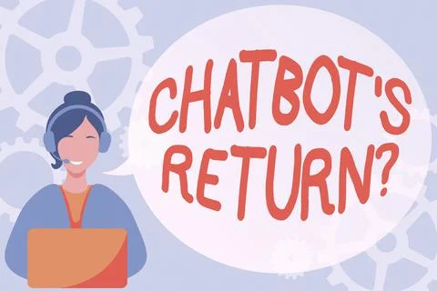 Text caption presenting Chatbot s is Return Question. Business overview program Stock Illustration