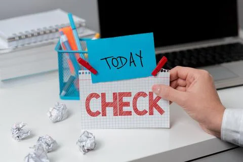 Text caption presenting Check. Business showcase examination to test accuracy Stock Photos