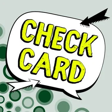 Text caption presenting Check Card. Business concept allows an account holder to 스톡 일러스트