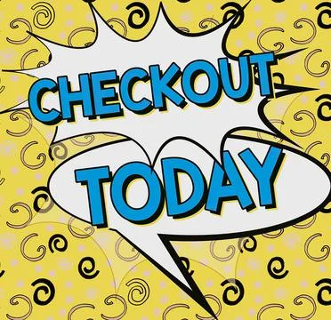 Text caption presenting Checkout. Word Written on a point at which goods are イラスト素材