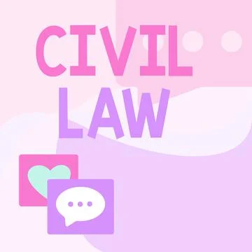 Text caption presenting Civil Law. Internet Concept Law concerned with private 스톡 일러스트