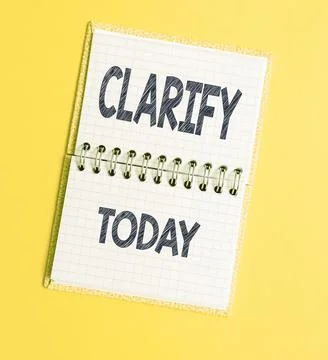Text caption presenting Clarify. Business idea Make a statement or situation Foto stock