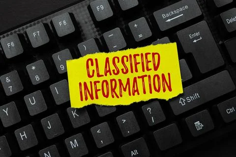 Text caption presenting Classified Information. Internet Concept Sensitive Data Stock Photos