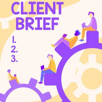 Text caption presenting Client Brief. Word Written on A documents bounded by the Stock Illustration