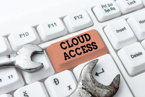 Text caption presenting Cloud Access. Word Written on Software tool between the 库存照片