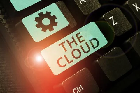 Text caption presenting The Cloud. Business concept Programs used in Storing 库存照片