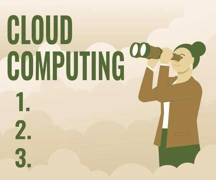 Text caption presenting Cloud Computing. Word Written on use a network of remote Stock Illustration