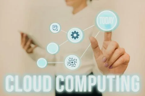 Text caption presenting Cloud Computing. Business showcase storing and accessing Foto stock